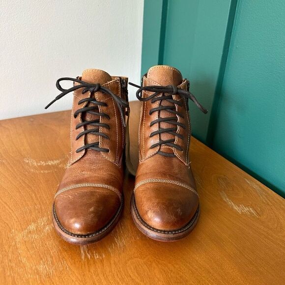 Bed|Stu Women’s Bonnie II Vegetable Tan Leather Lace Up Combat Ankle Boot - Picture 3 of 13